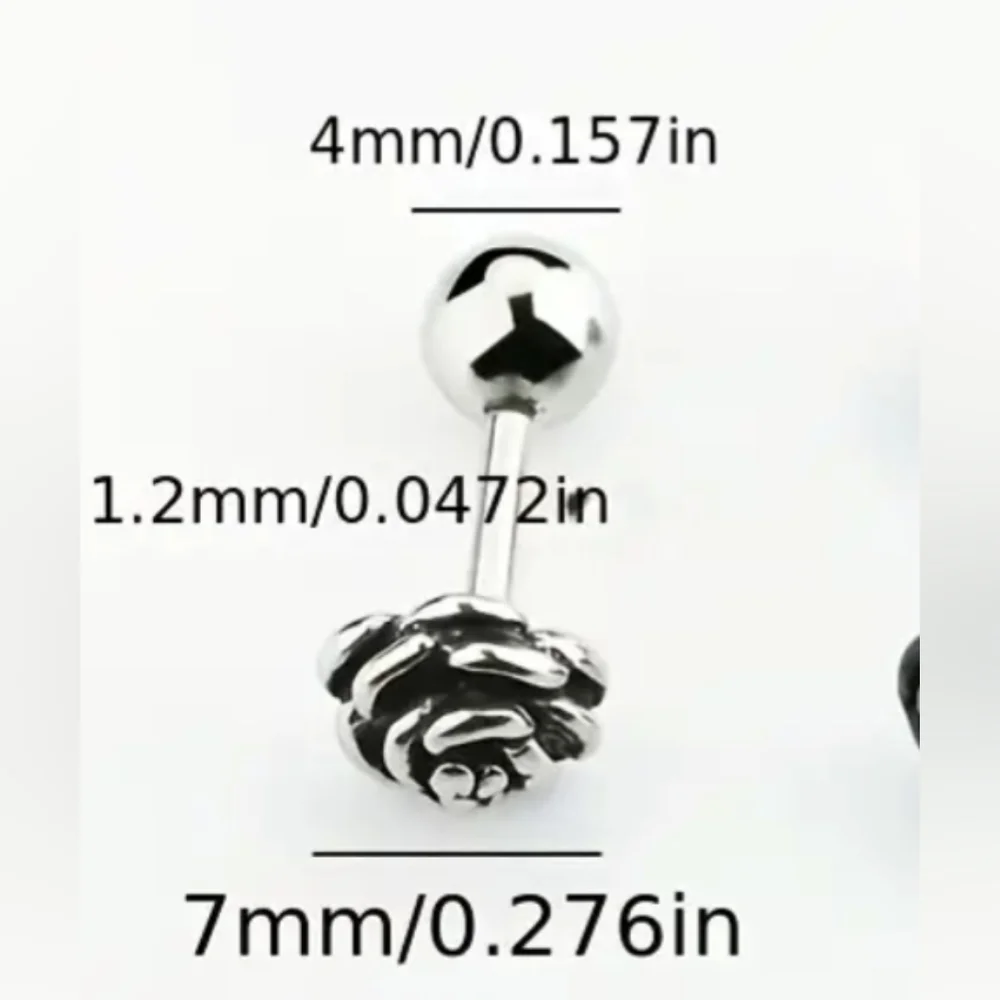 Stainless Steel Rose Flower Shape Ear Piercing Jewelry  Unisex - Picture 3 of 4